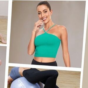 NWT XL Lemonsky Ribbed Green T -Strap Crop Women's Top